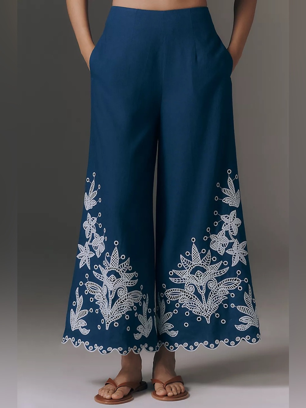 NWT Size M - Farm Rio Linen Blend Crochet Flower Pants (US$ 228)